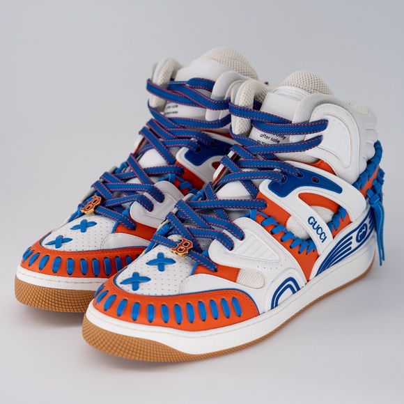 Size 11.5G - Gucci Basket High Boston Red Sox MLB White Red Blue - Picture 1 of 16